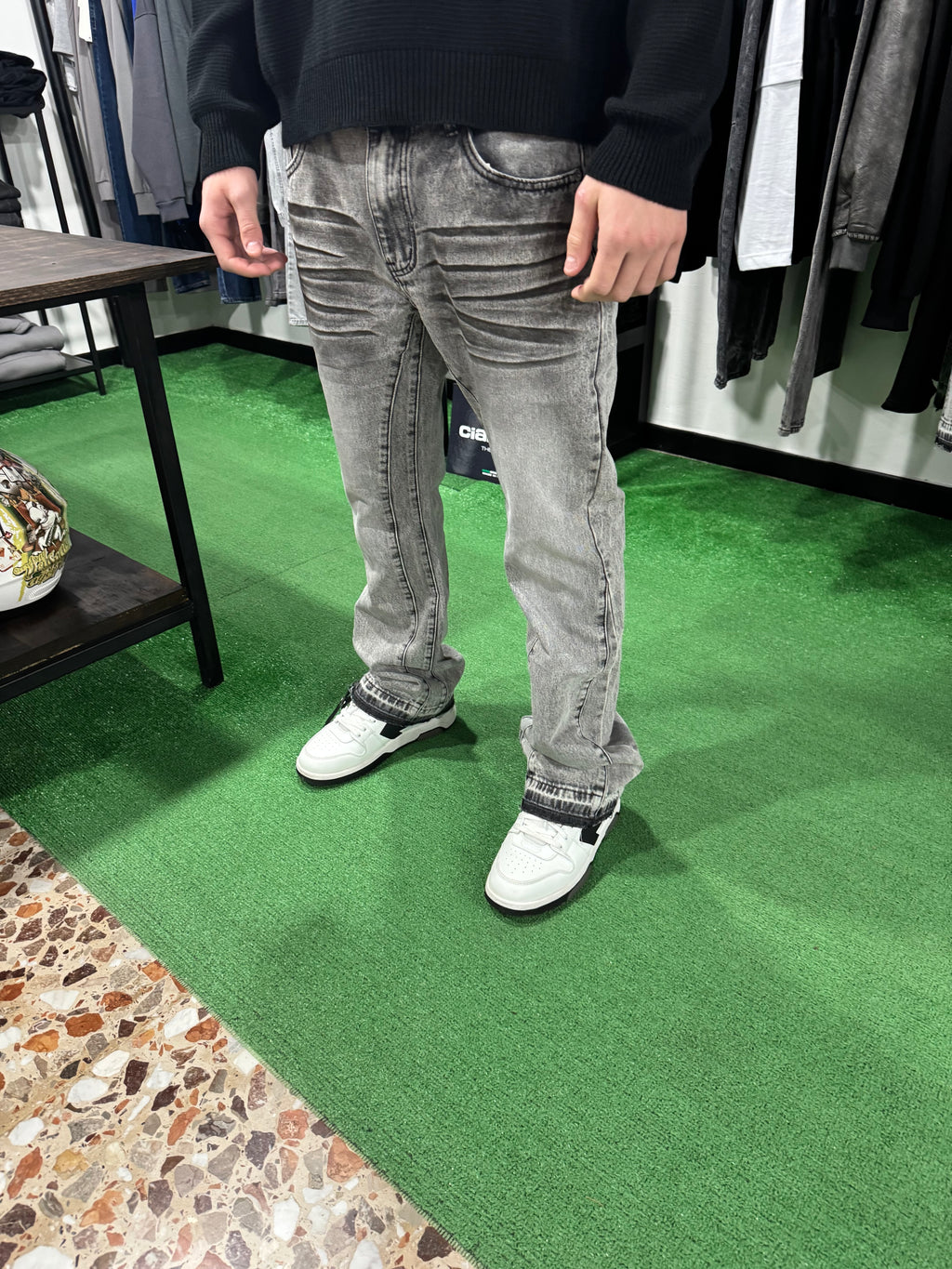 Jeans Flare Grey Cut