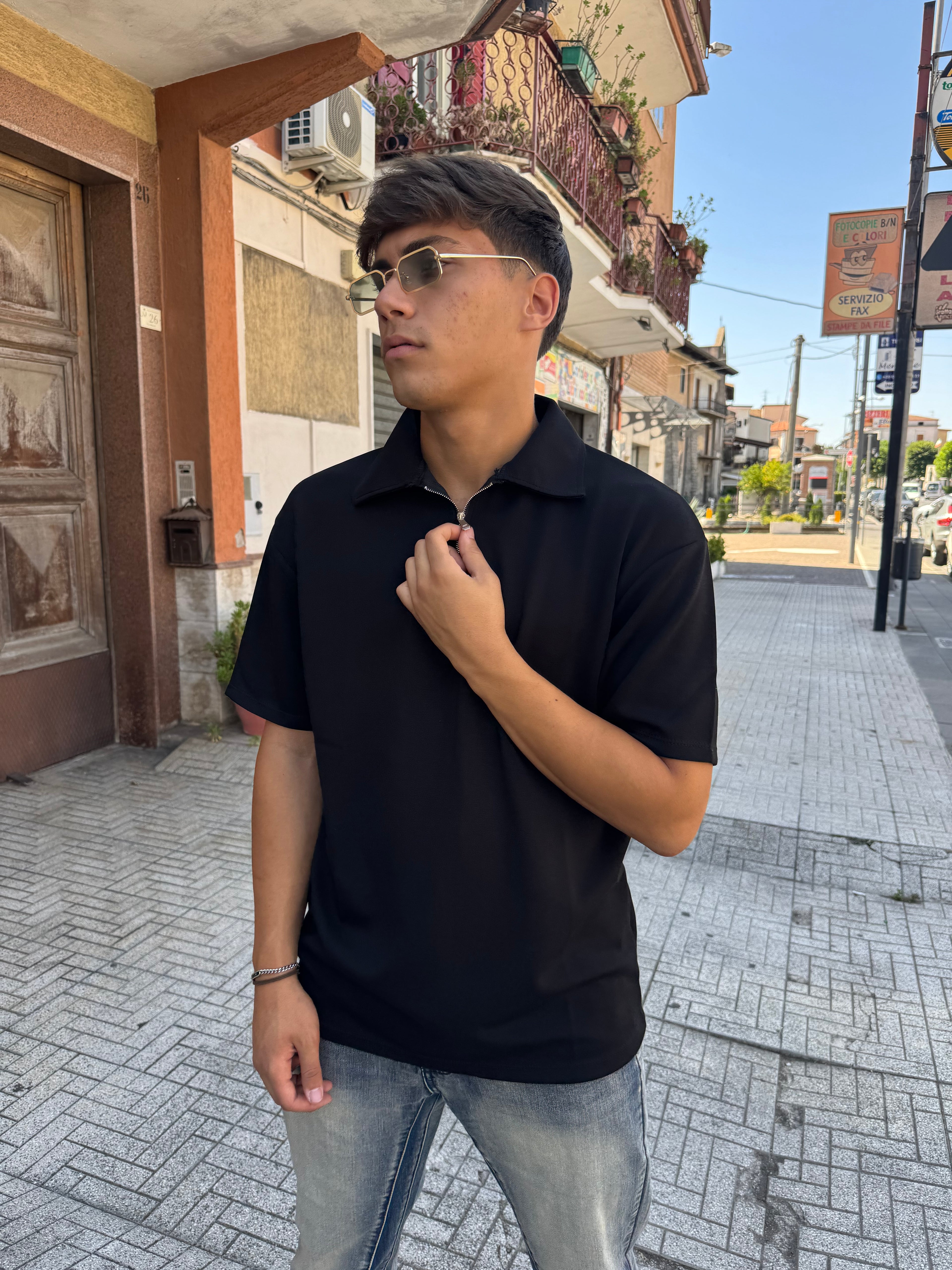 Polo Noir Zip