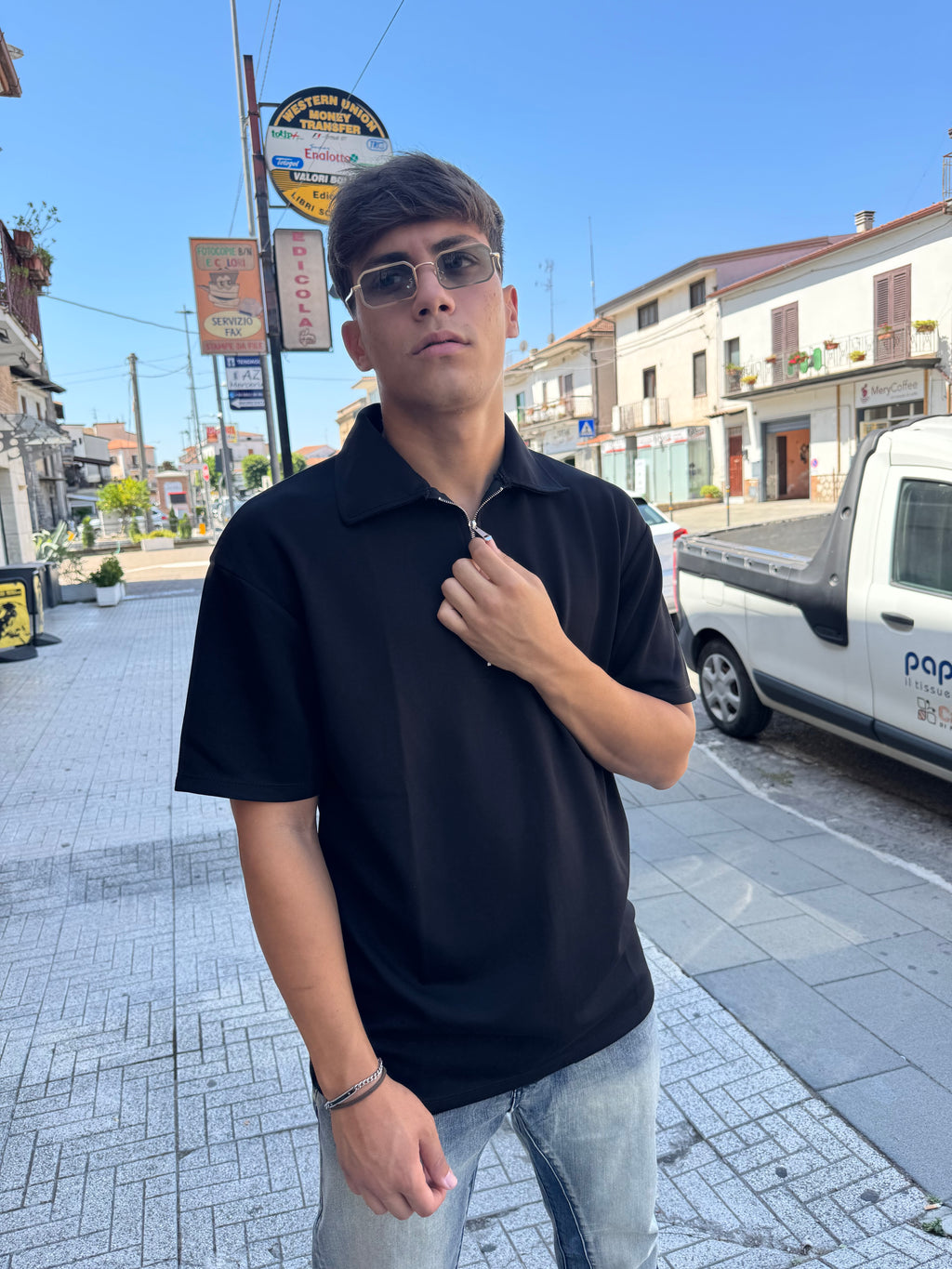 Polo Noir Zip