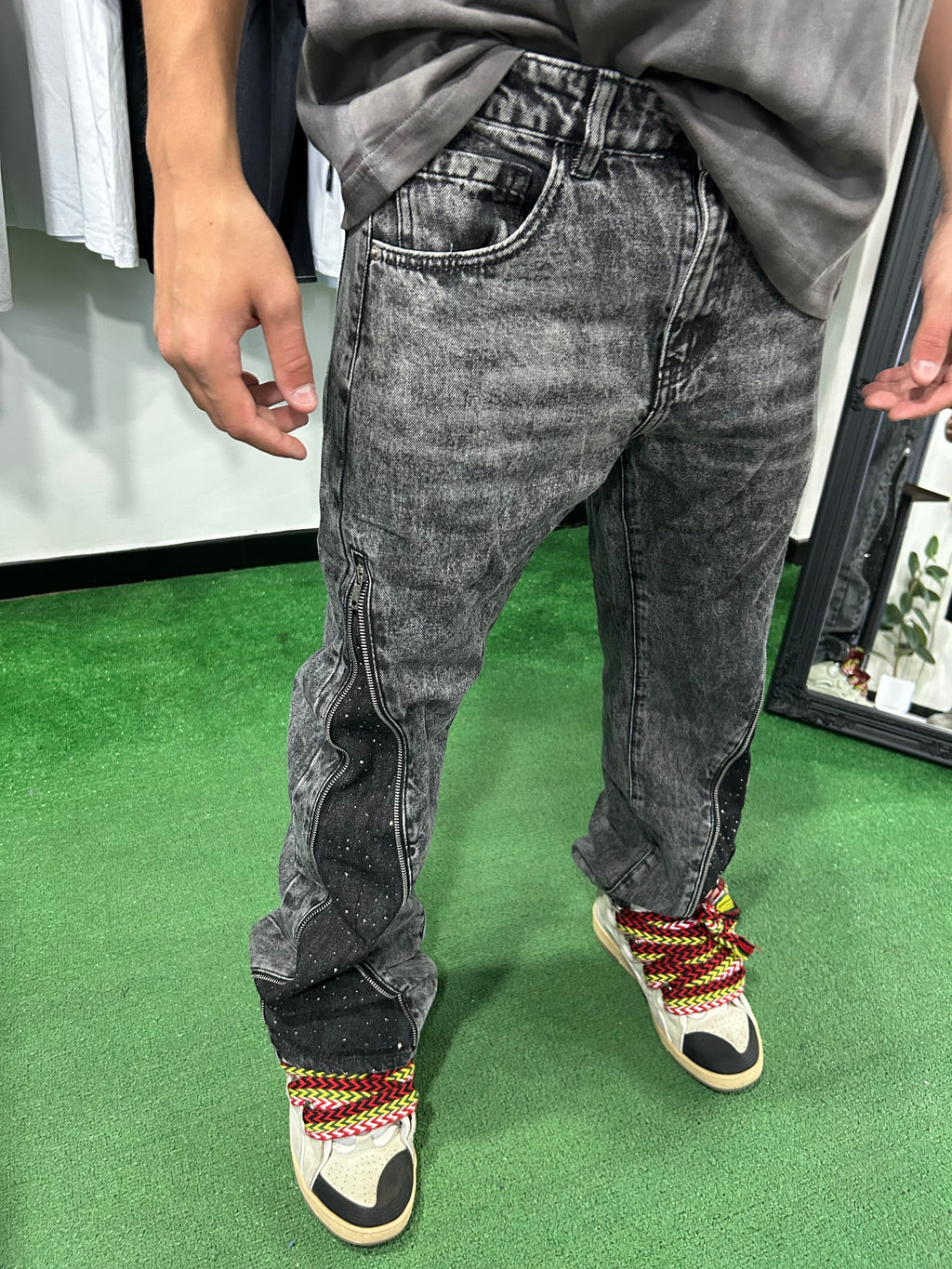Jeans zip diamond