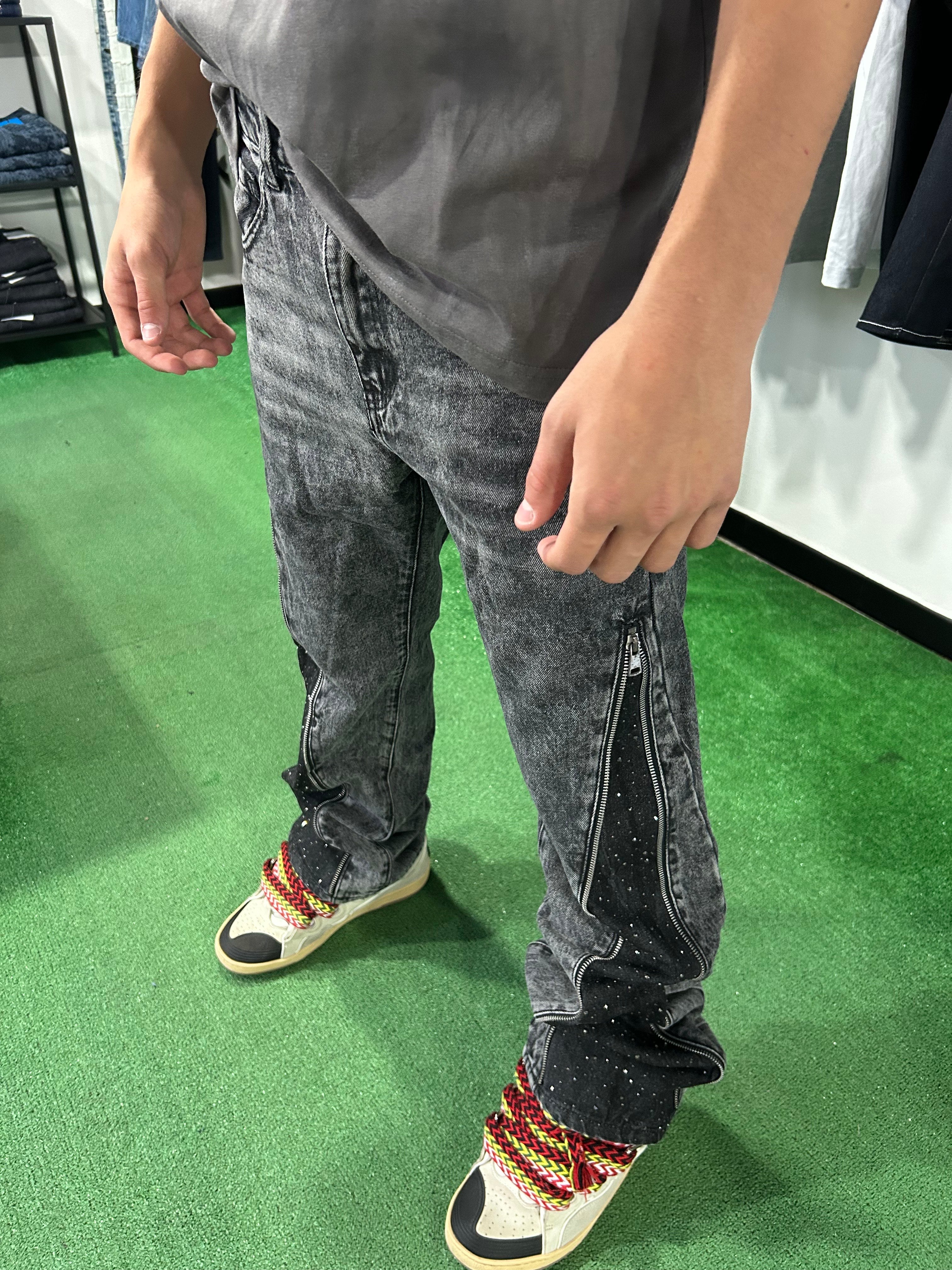 Jeans zip diamond
