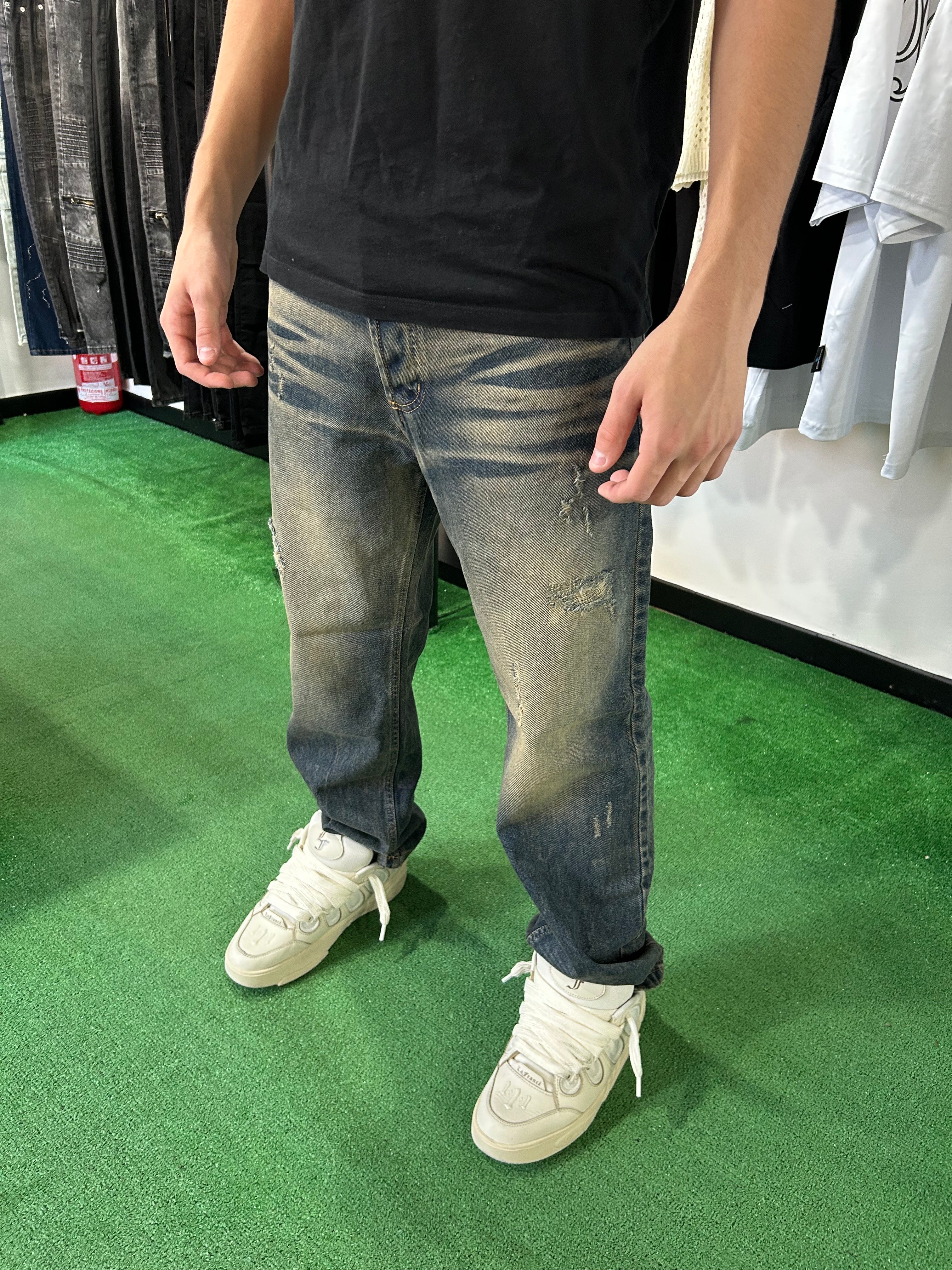 Jeans baggy fit blu sabbiato